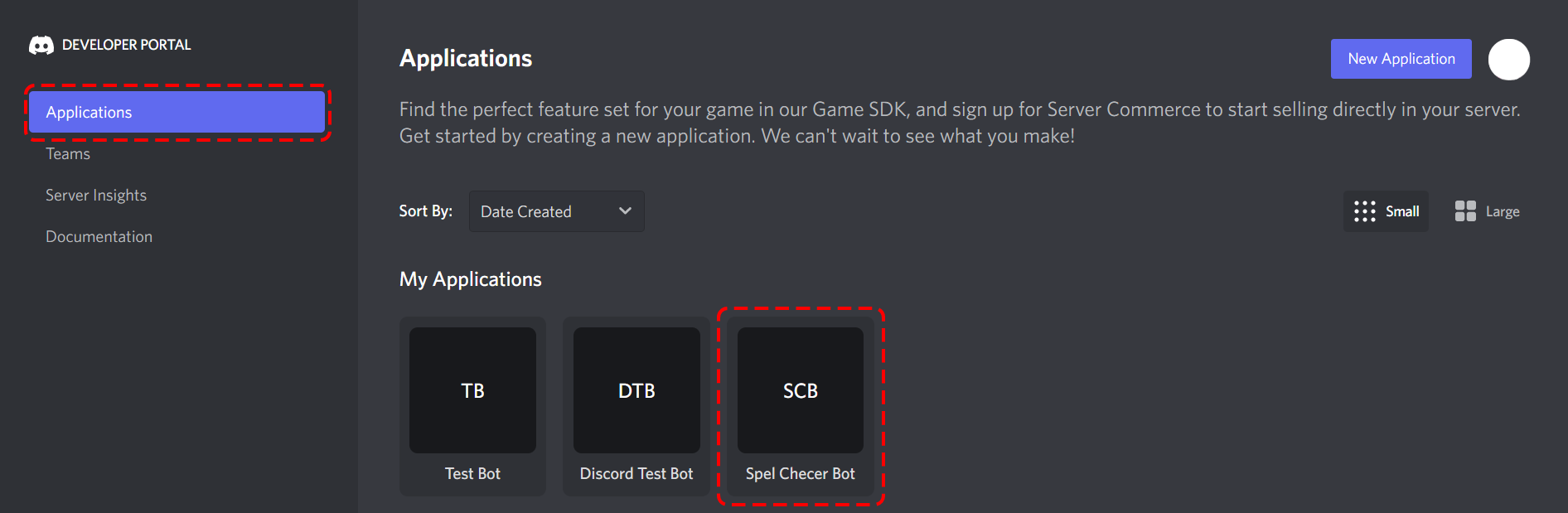 Discord dev portal